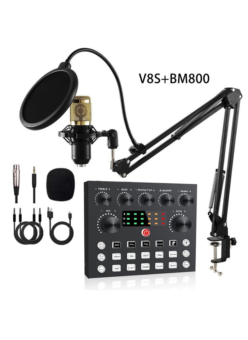 V8S Live Sound Card with BM800 Boom Set V8S + BM800 gold