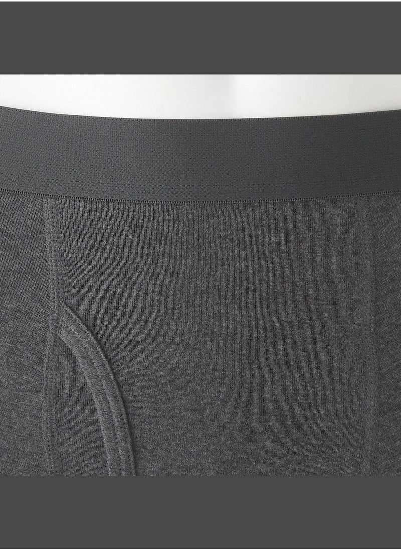 Indian Cotton Ribbed Front Open Boxer Briefs