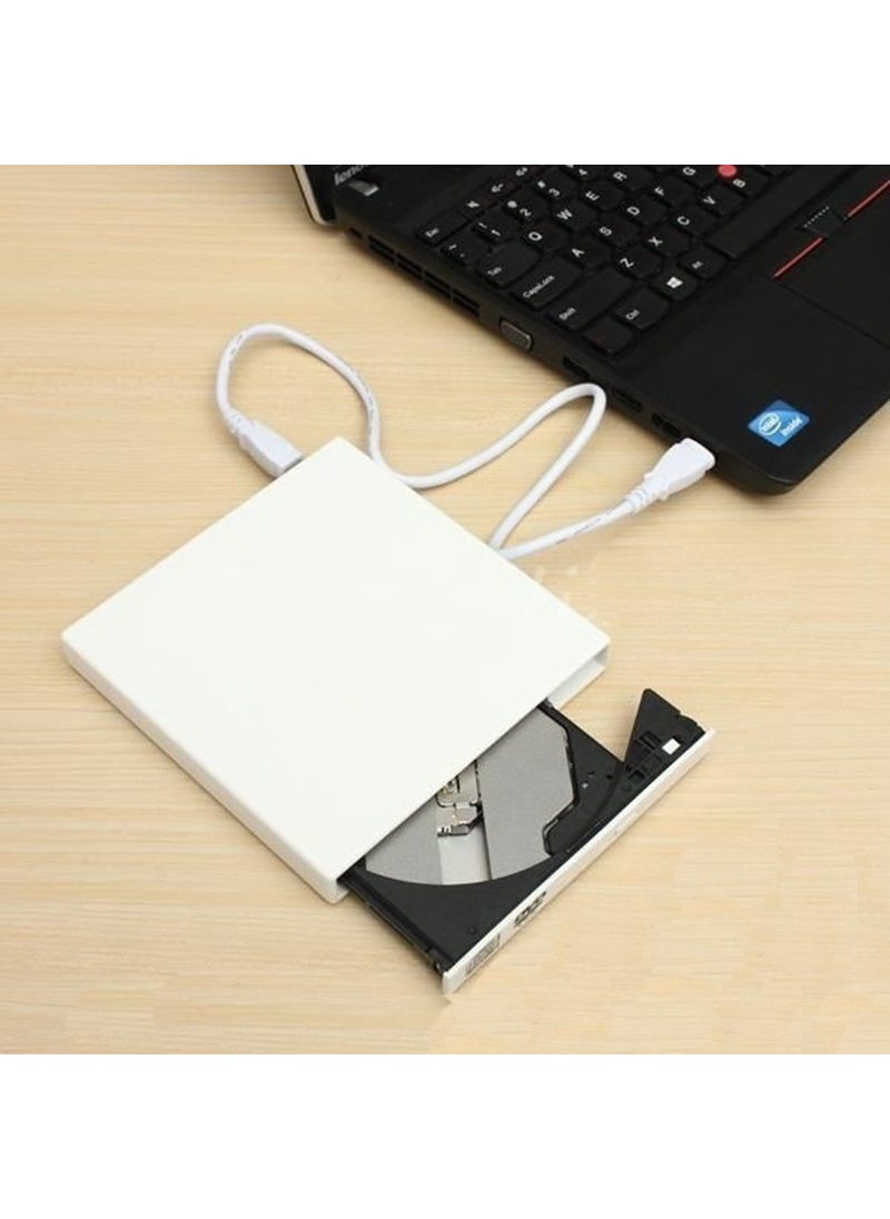 USB 2.0 External CD-RW Burner Slim DVD/CD Reader Player White