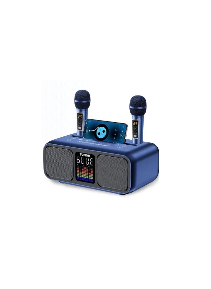 Karaoke Machine for Adults & Kids, Rechargeabl Portable Speaker with 2 UHF Wireless Microphones,Supports AUX/USB/Type C/TF Card/Bluetooth,PA System for Home, Party, Outdoors&Indoors Activities