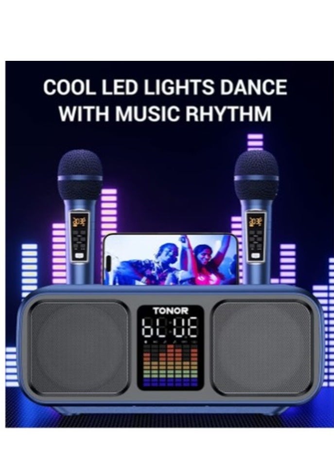 Karaoke Machine for Adults & Kids, Rechargeabl Portable Speaker with 2 UHF Wireless Microphones,Supports AUX/USB/Type C/TF Card/Bluetooth,PA System for Home, Party, Outdoors&Indoors Activities