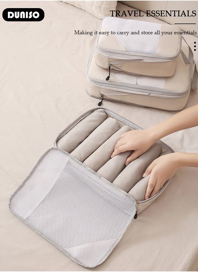 6 PCS Compression Packing Cubes for Suitcase, Waterproof Suitcase Organizer Bags, Compressible Packing Cubes for Carry on Suitcase, Expandable Packing Pouches, Lightweight Luggage Organizer Bags for Travel Essentials Accessories