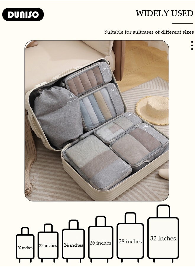 6 PCS Compression Packing Cubes for Suitcase, Waterproof Suitcase Organizer Bags, Compressible Packing Cubes for Carry on Suitcase, Expandable Packing Pouches, Lightweight Luggage Organizer Bagswith Toiletries Bag for Clothes Cosmetics Toiletries