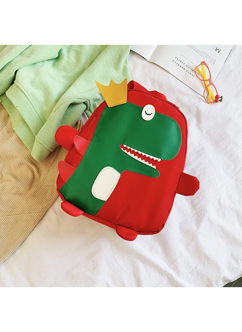 New Kids Dinosaur Backpack Cartoon Student Bag Large red