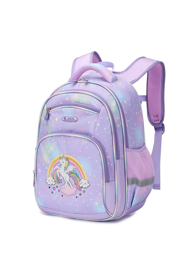 2024 Kids Space Backpack for Grades 3-6 Purple Unicorn