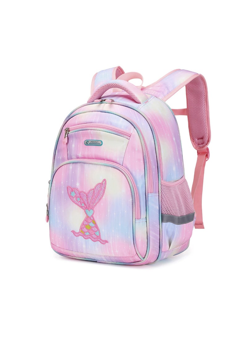 2024 Kids Space Backpack for Grades 3-6 Pink fishtail