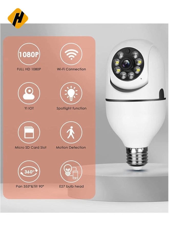 360 Degree Security Cameras Wireless Outdoor, 2.4GHz & 5G WiFi Light Bulb Camera, 1080p Wireless Cameras for Home Security, Indoor Security Camera System, Motion Detection, Two-Way Audio