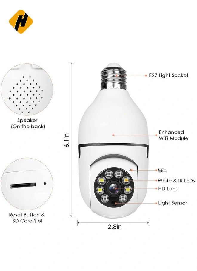 360 Degree Security Cameras Wireless Outdoor, 2.4GHz & 5G WiFi Light Bulb Camera, 1080p Wireless Cameras for Home Security, Indoor Security Camera System, Motion Detection, Two-Way Audio