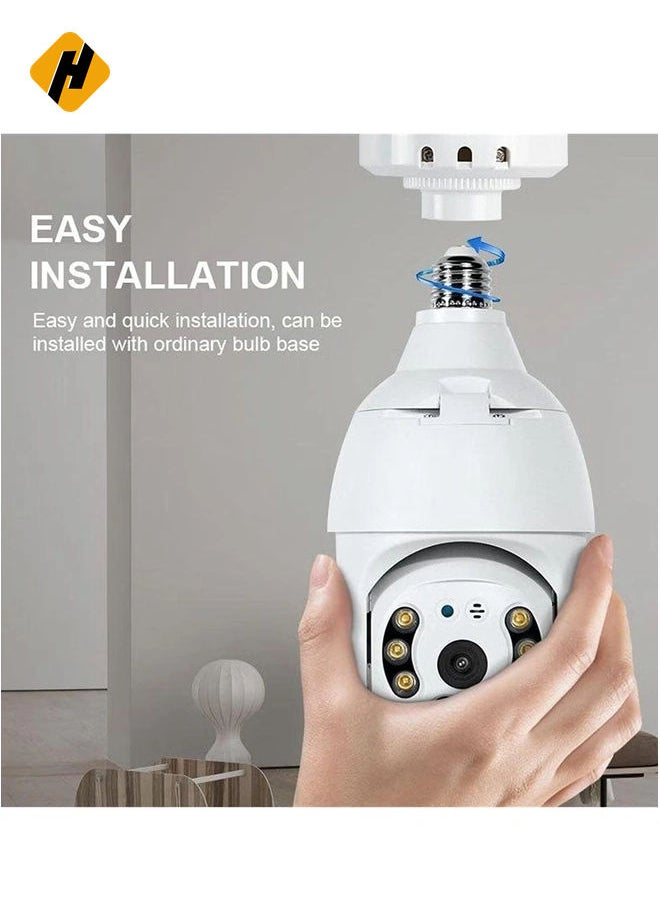 360 Degree Security Cameras Wireless Outdoor, 2.4GHz & 5G WiFi Light Bulb Camera, 1080p Wireless Cameras for Home Security, Indoor Security Camera System, Motion Detection, Two-Way Audio