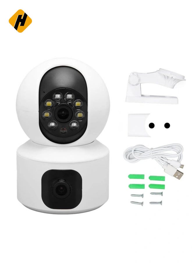 WiFi Security Camera, Storage Card Storage Dual Lens Indoor Surveillance Camera Motion Detection 100‑240V for Pet for Home