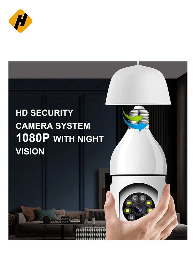 360 Degree Security Cameras Wireless Outdoor, 2.4GHz & 5G WiFi Light Bulb Camera, 1080p Wireless Cameras for Home Security, Indoor Security Camera System, Motion Detection, Two-Way Audio