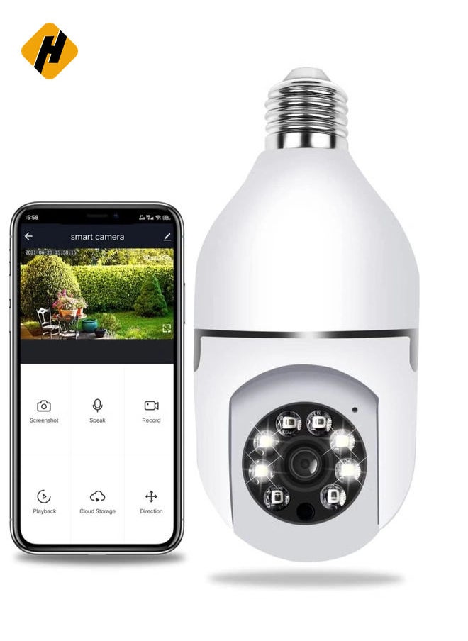 360 Degree Security Cameras Wireless Outdoor, 2.4GHz & 5G WiFi Light Bulb Camera, 1080p Wireless Cameras for Home Security, Indoor Security Camera System, Motion Detection, Two-Way Audio