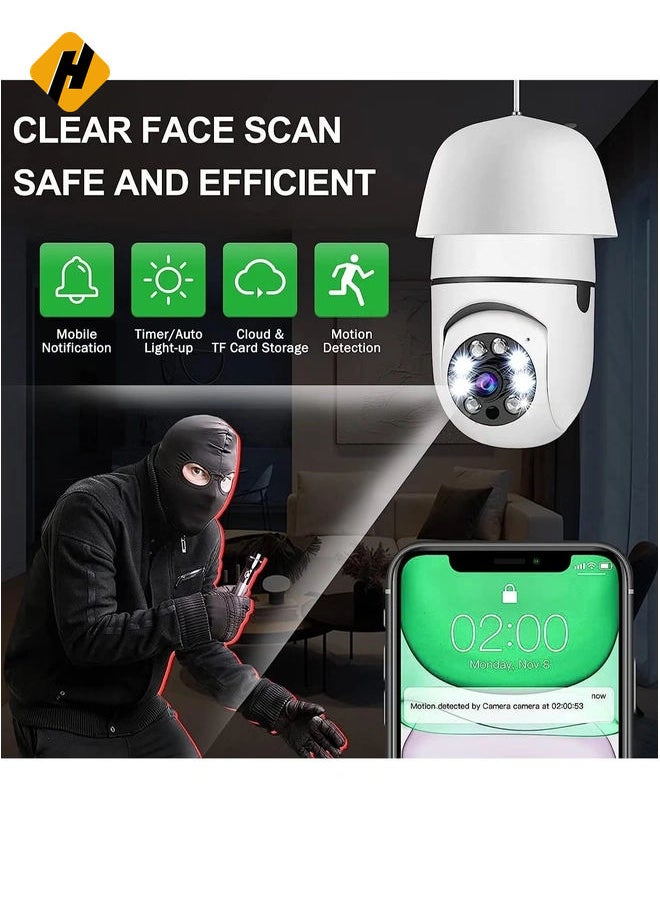 360 Degree Security Cameras Wireless Outdoor, 2.4GHz & 5G WiFi Light Bulb Camera, 1080p Wireless Cameras for Home Security, Indoor Security Camera System, Motion Detection