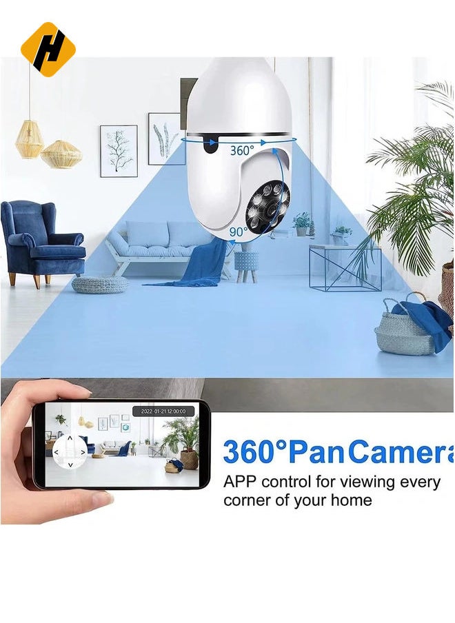 360 Degree Security Cameras Wireless Outdoor, 2.4GHz & 5G WiFi Light Bulb Camera, 1080p Wireless Cameras for Home Security, Indoor Security Camera System, Motion Detection