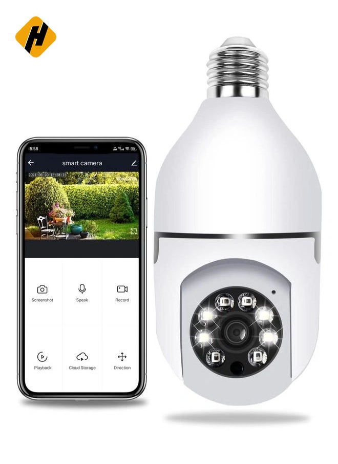 360 Degree Security Cameras Wireless Outdoor, 2.4GHz & 5G WiFi Light Bulb Camera, 1080p Wireless Cameras for Home Security, Indoor Security Camera System, Motion Detection