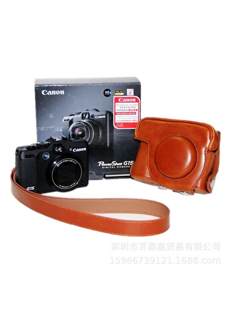 Vintage Leather Camera Case for Canon G16 G15 Brown