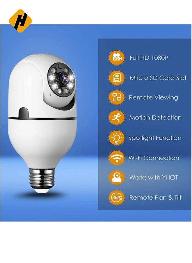 Pan Tilt Security Light Camera V380 130W Smart Wireless WIFI Full Color Bulb Camera 2.4Ghz 360 Degree Panoramic IP Camera