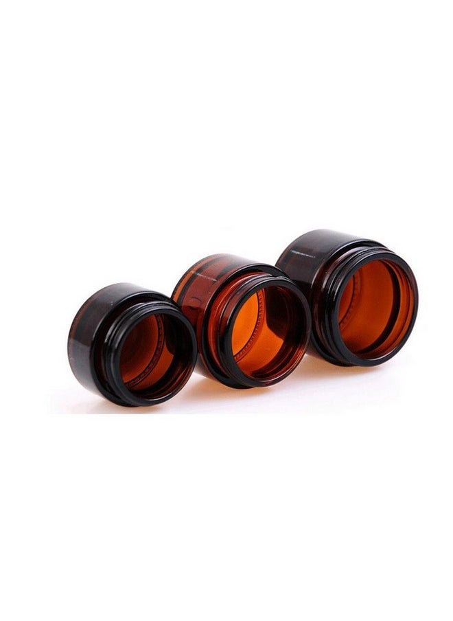 2Pcs 120Ml 4-Ounce Round Amber Glass Jars Large Capacity Empty Refillable Cream Jars Cosmetic Containers With Black Lids And Inner Liners For Lotions Body Scrubs & Balms