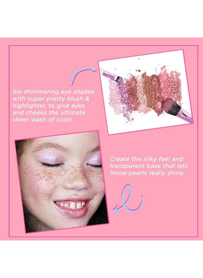 Petite N Pretty Everyday At First Glow Makeup Set For Kids, Teens, & Tweens - Natural 3-In-1 Makeup Palette Of Blush, Eyeshadow, And Highlighter & 10K Shine Lip Gloss (Gia Pink)