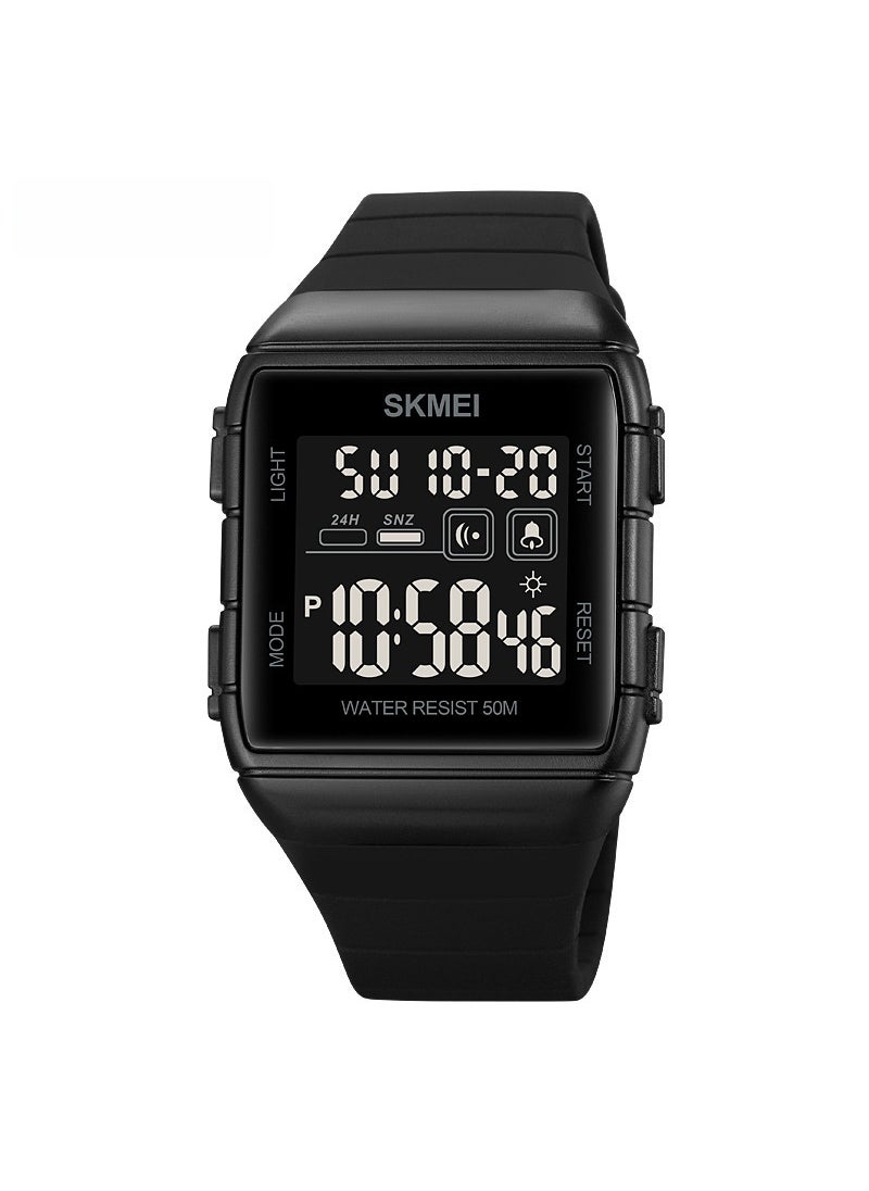 1 x 5 pcs Stylish Mens Digital Sports Watch Waterproof Black black machine