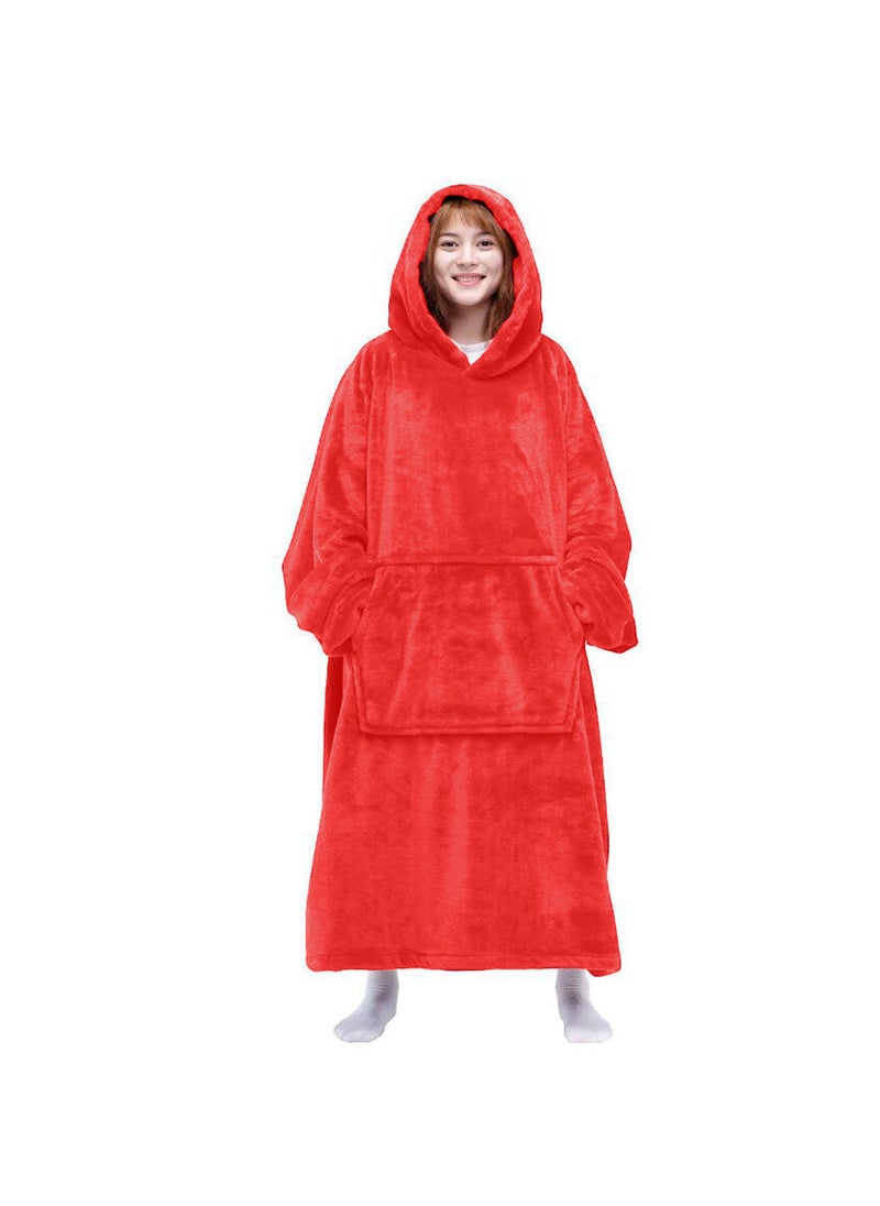 1 x 5 pcs D60 Thin Long Sleeve Hooded Christmas Bathrobe Red