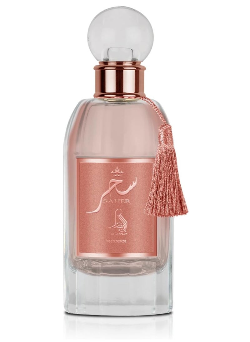 Al Absar Saher Rose Perfume for Women 100ML– EDP - Elegant Floral Fragrance with Lemon, Jasmine, Rose, Vanilla & Musk – Luxurious Long-Lasting Scent in Pink Velvet Box