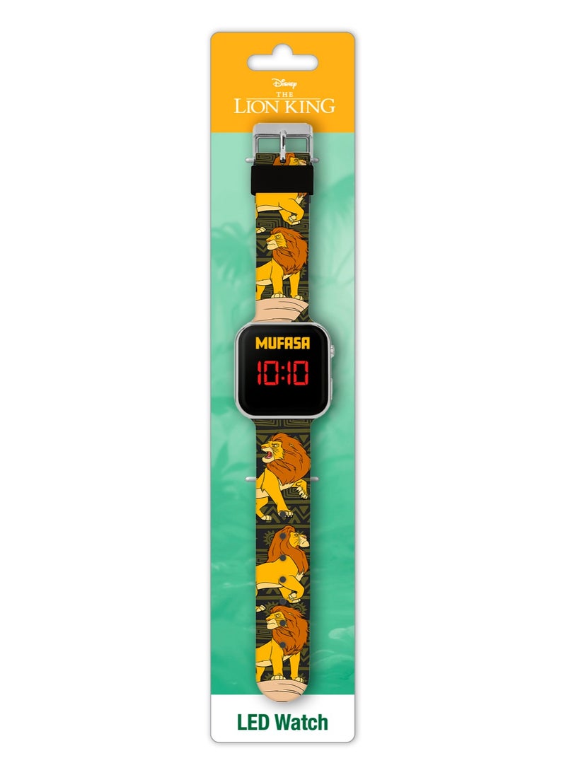 Disney Lion King Mufasa Black Strap LED Watch - LKG4010