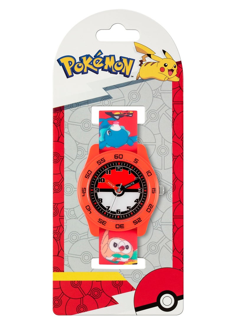 Pokémon Red Silicone Strap Time Teacher Watch - POK9023