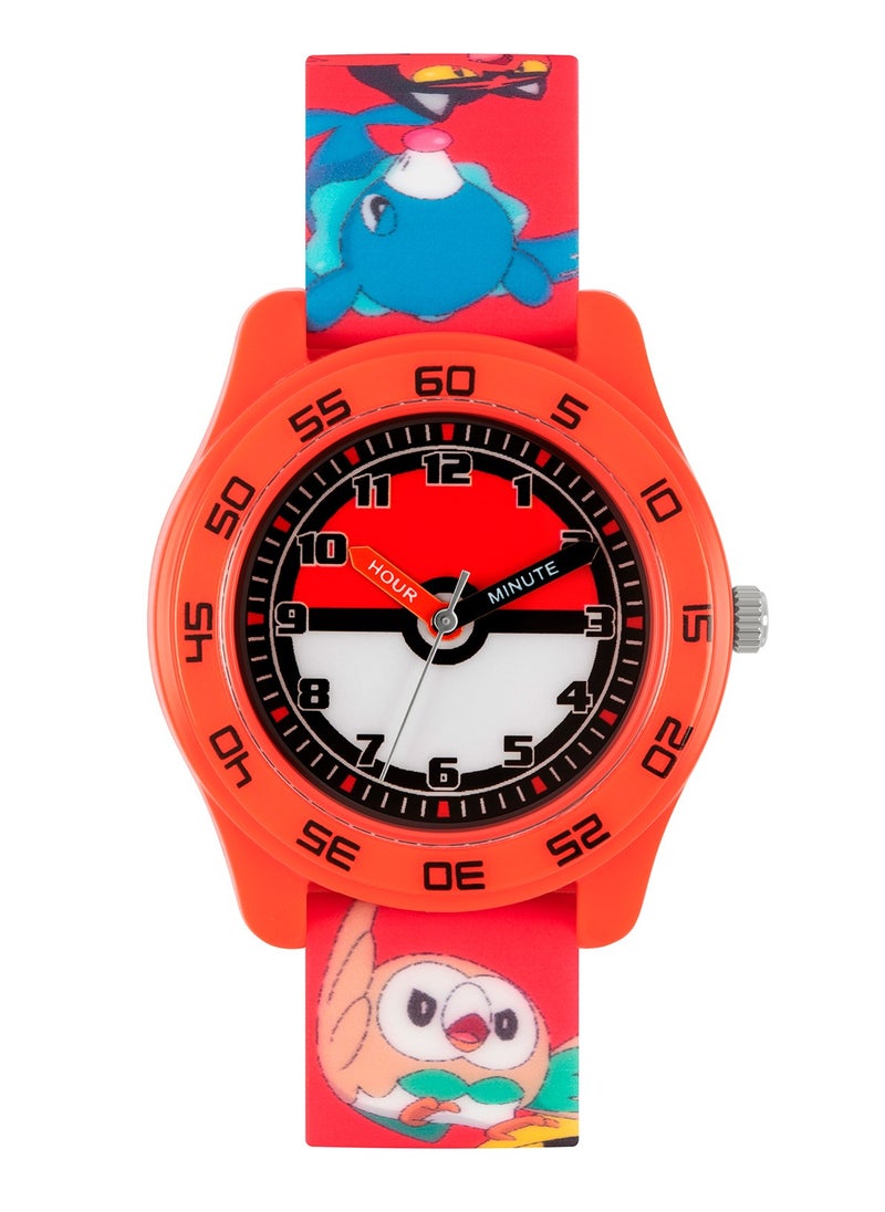 Pokémon Red Silicone Strap Time Teacher Watch - POK9023