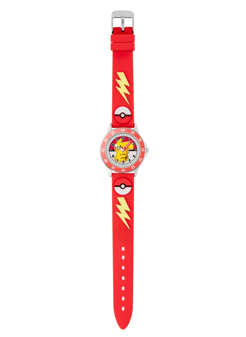 Pokemon 3D Time Teacher Red Silicone Strap Watch - POK9074