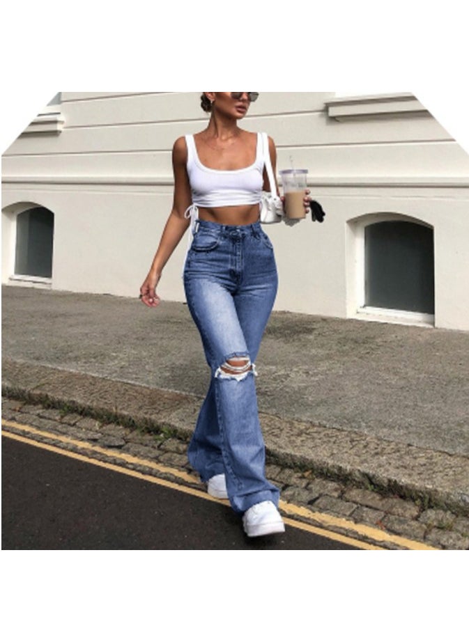 High Waist Flared Jeans for Women Grey