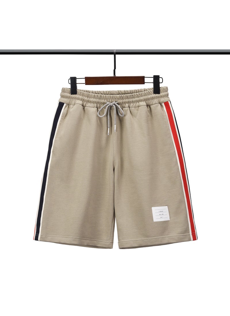 TB BROWIN Red White Blue Striped Shorts Unisex Cotton Light green