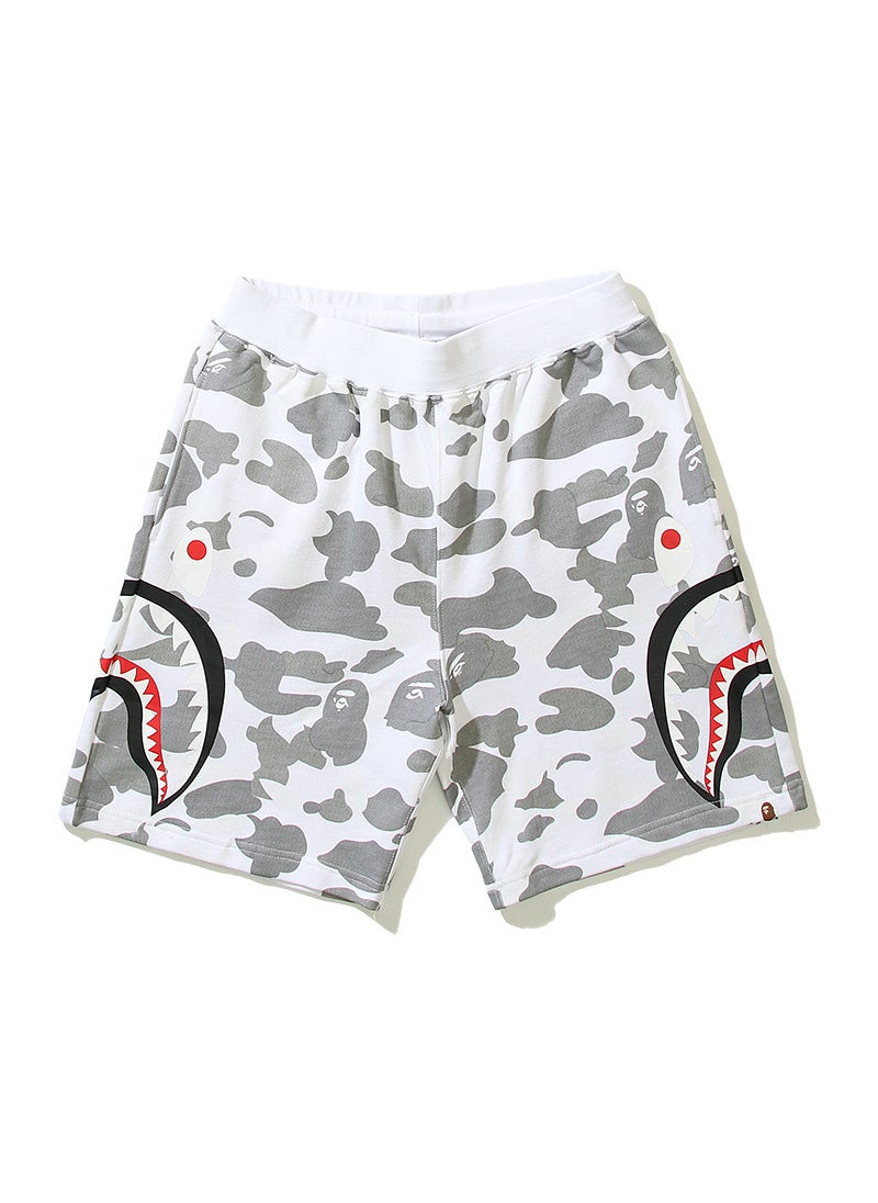2023 Summer Japanese Trendy Camo Print Shorts for Men White