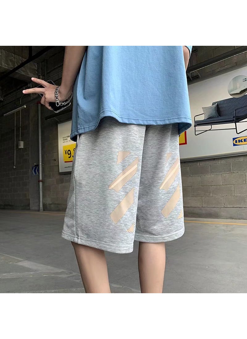 1 x 5 pcs Mens Casual Shorts Loose Fit Summer Mid Pants Grey