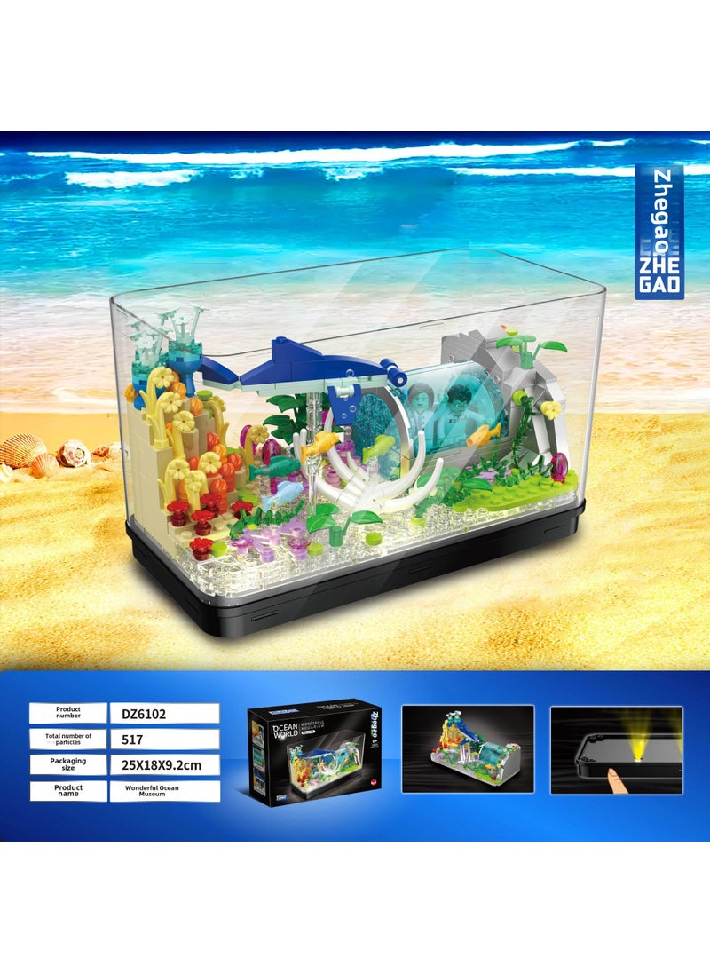 Compatible Lego Ocean World Jellyfish Turtle Aquarium Blocks 6102: Wonderful Aquarium + Lighting [Water Fish Faring]]