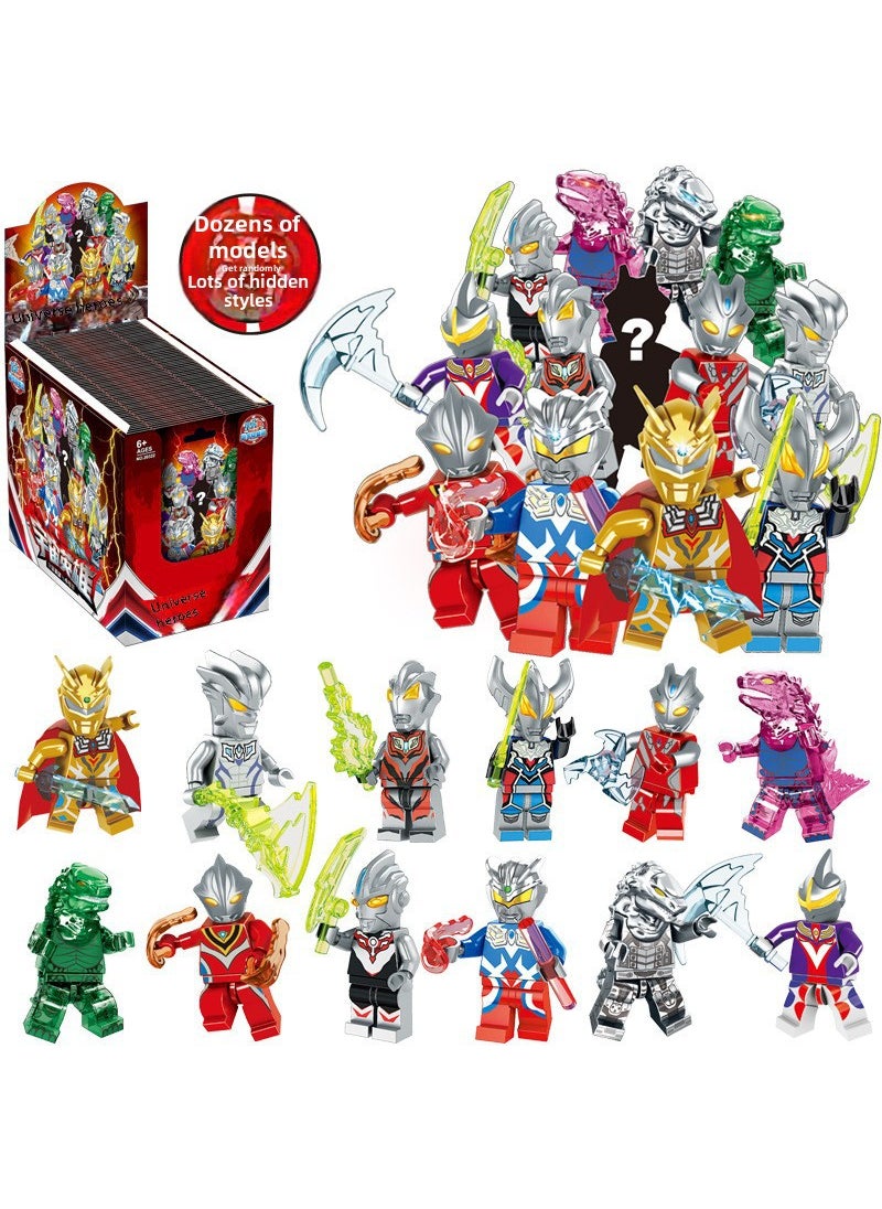 1 x 5 pcs Gold Ultraman Blind Bags - Seraph Godzilla Building Blocks 20322 Exquisite Ultraman Godzilla Blind Bag Random 1 Bag