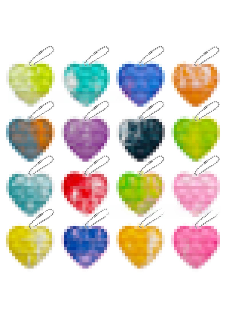 1 x 5 pcs Mini Square Keychain Pop It Fidget Toy Heart-shaped 5cm (send bead chain)