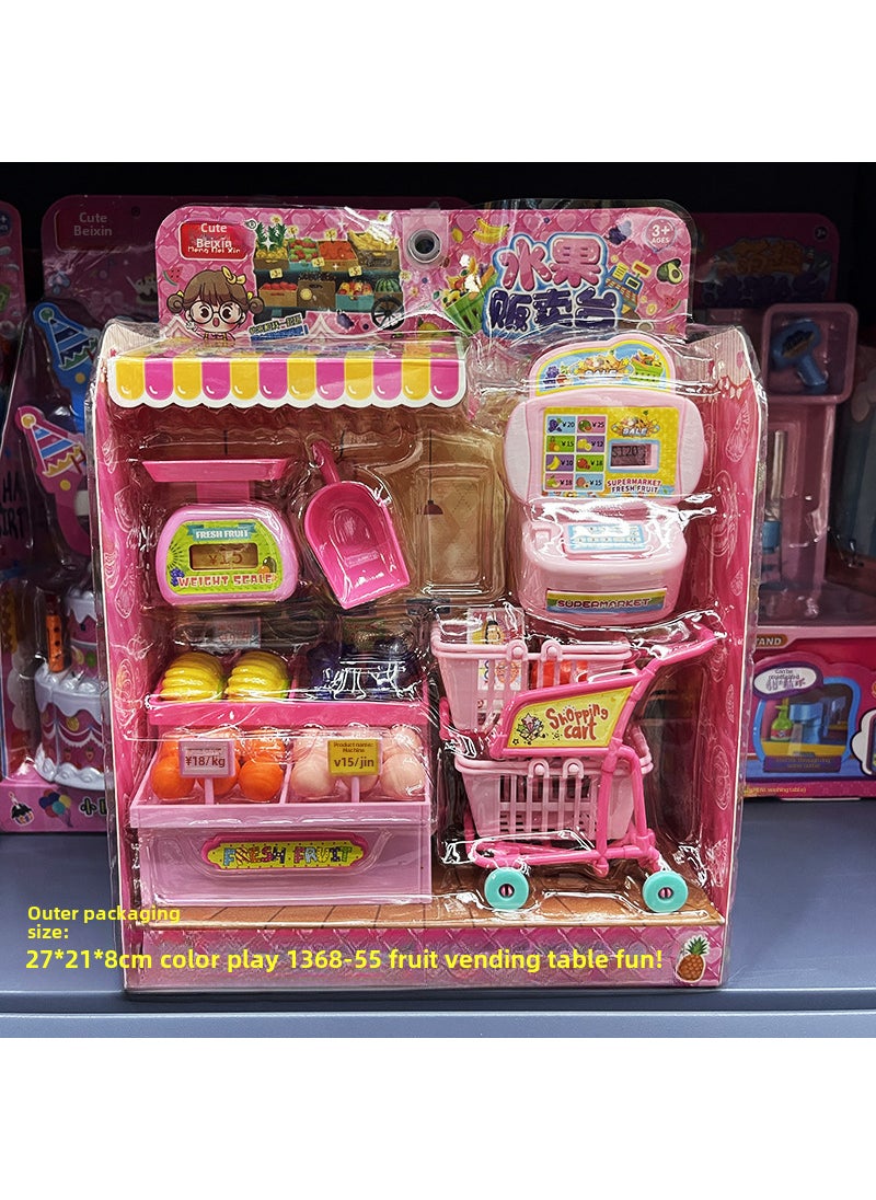 Kids Supermarket Cash Register Toy Set for Boys and Girls 1368-55 fruit selling platform