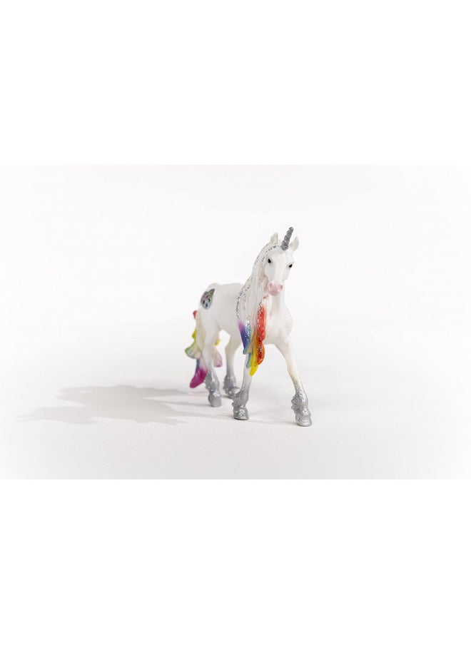 Schleich bayala, Unicorn Toys for Girls and Boys, Rainbow Love Unicorn Stallion with Glitter and Rhinestone Details, Ages 5+, Multicolor, 4.5 inch