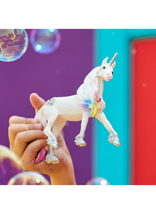 Schleich bayala, Unicorn Toys for Girls and Boys, Rainbow Love Unicorn Stallion with Glitter and Rhinestone Details, Ages 5+, Multicolor, 4.5 inch