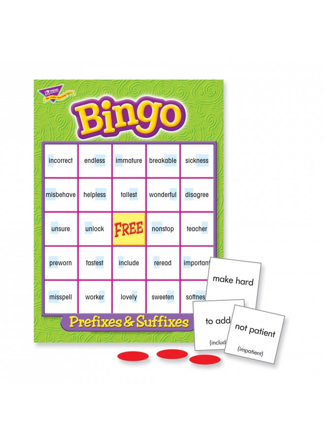 TREND ENTERPRISES: Prefixes & Suffixes Bingo Game, Exciting Way for Everyone to Learn, Play 8 Different Ways, Great for Classrooms and At Home, 2 to 36 Players, For Ages 8 and Up