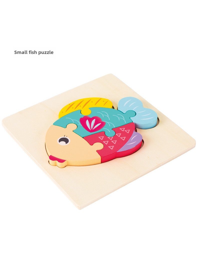 1 x 5 pcs Wooden Educational Puzzle Blocks for Kids Small Fish Puzzle