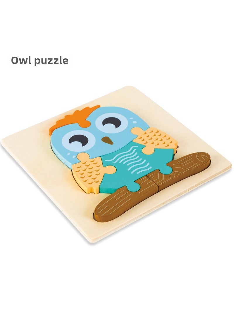 1 x 5 pcs Wooden Educational Puzzle Blocks for Kids Owl Puzzle