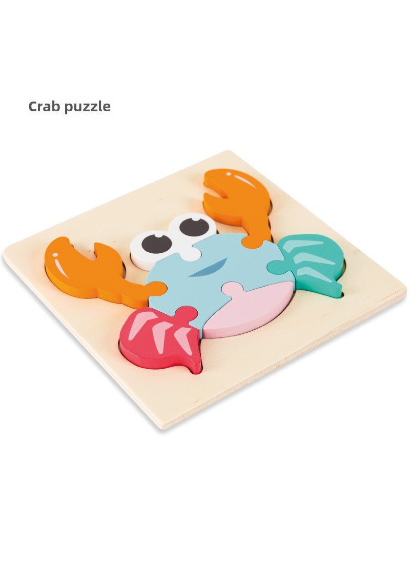 1 x 5 pcs Wooden Educational Puzzle Blocks for Kids Crab Puzzle