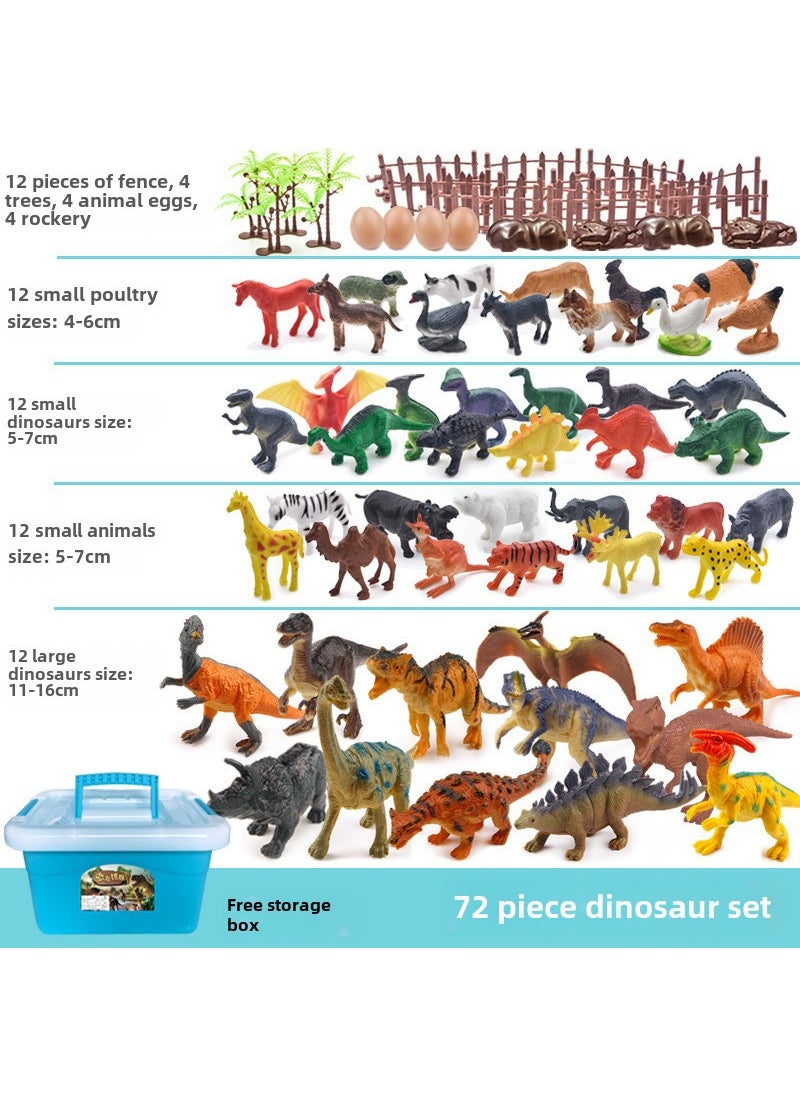 Realistic Animal Models Dinosaur Elephant Lion Giraffe Set 72-piece dinosaur [storage box + forest + dinosaur eggs]]