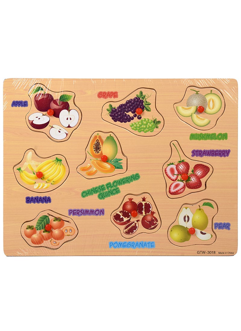 1 x 5 pcs Wooden Peg Puzzle Early Learning Toy Fruit