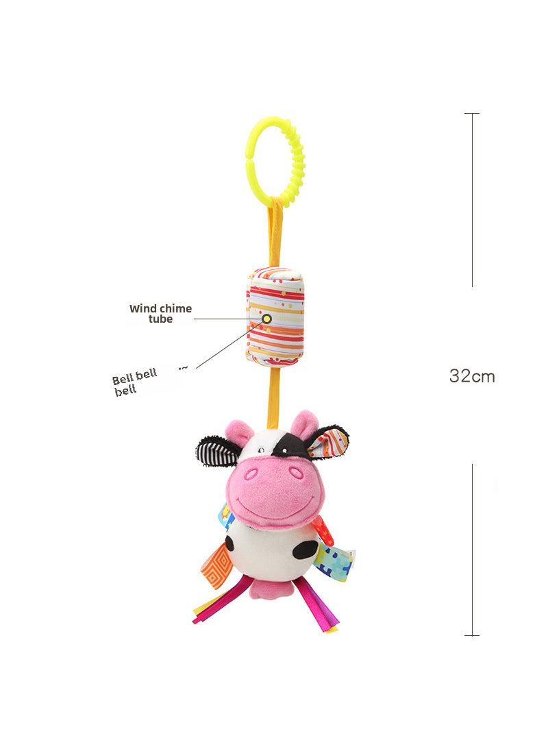 1 x 5 pcs Dolery Baby Crib Bell Plush Toys Stroller Animal Pendant D105C cow