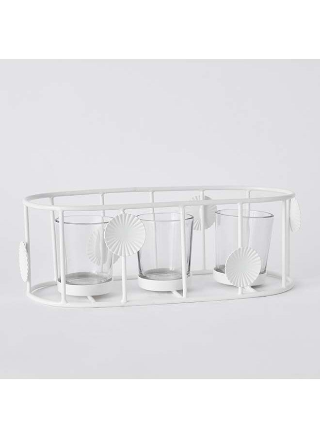 Alena Metal Leaf 3 Tealight Holder with Glass Votive 30 x 12 x 12 cm