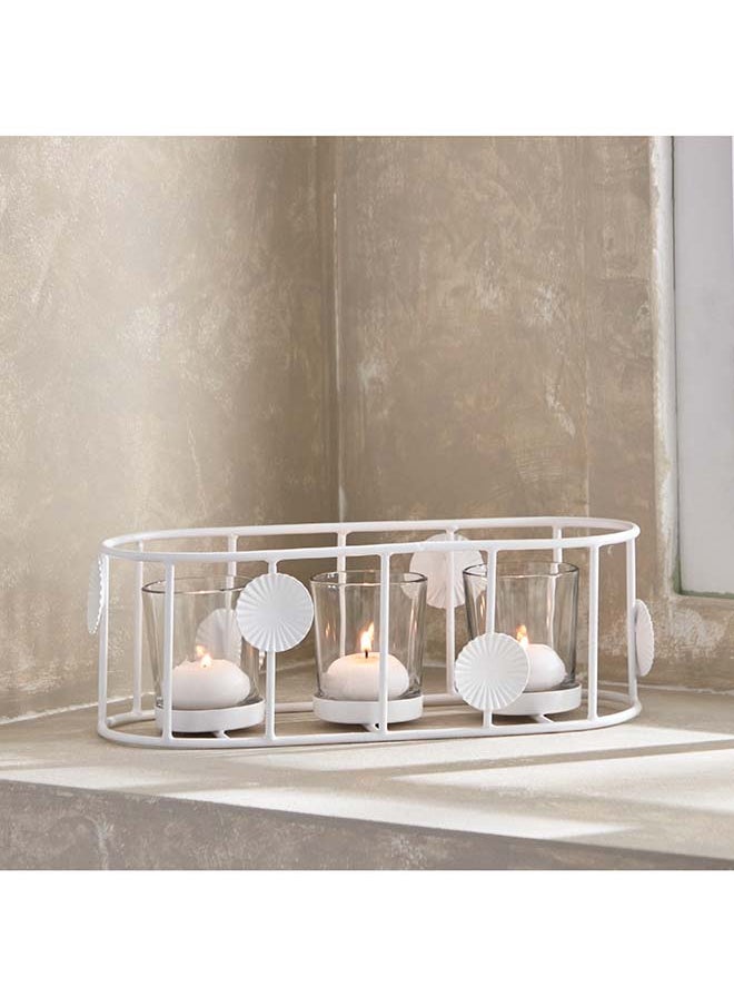 Alena Metal Leaf 3 Tealight Holder with Glass Votive 30 x 12 x 12 cm