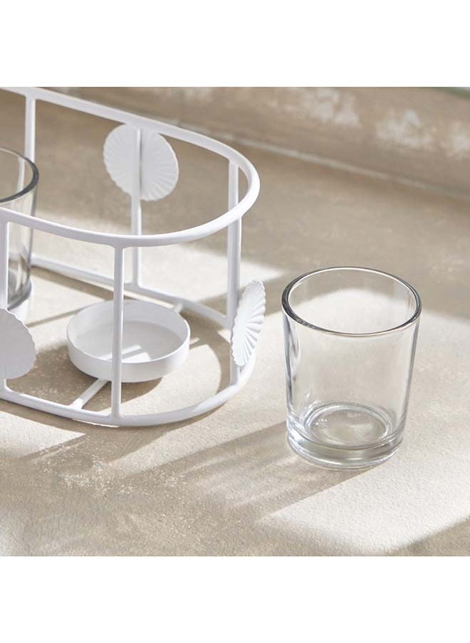 Alena Metal Leaf 3 Tealight Holder with Glass Votive 30 x 12 x 12 cm